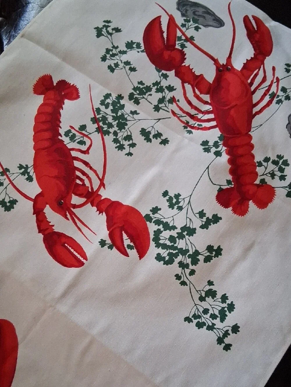 Red Lobster Print Table Runner - White Background